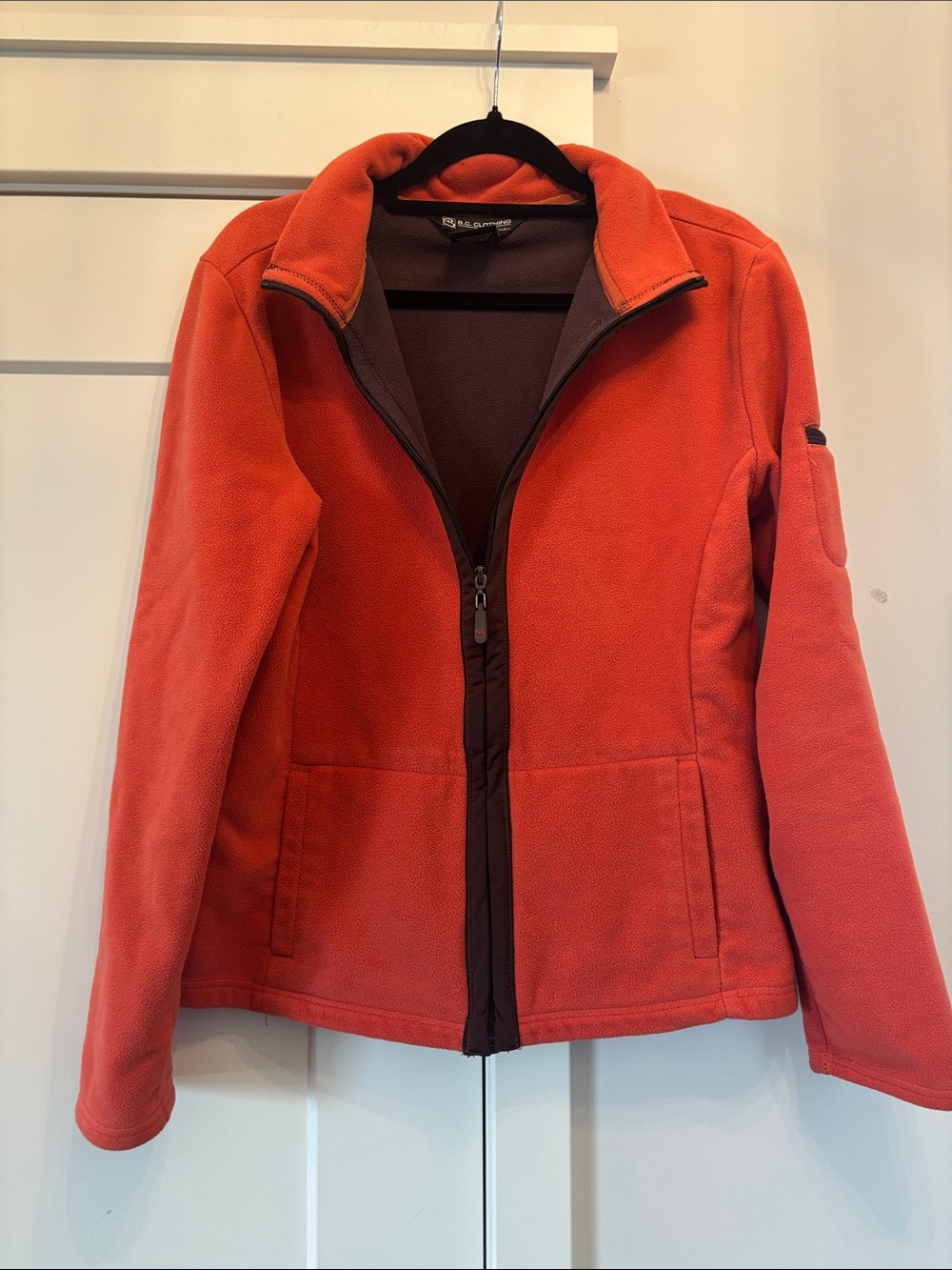 Women's Orange Teddy Fleece Jacket with Zip Front